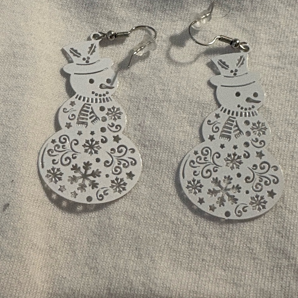 Snowman Earrings with Intricate Design
